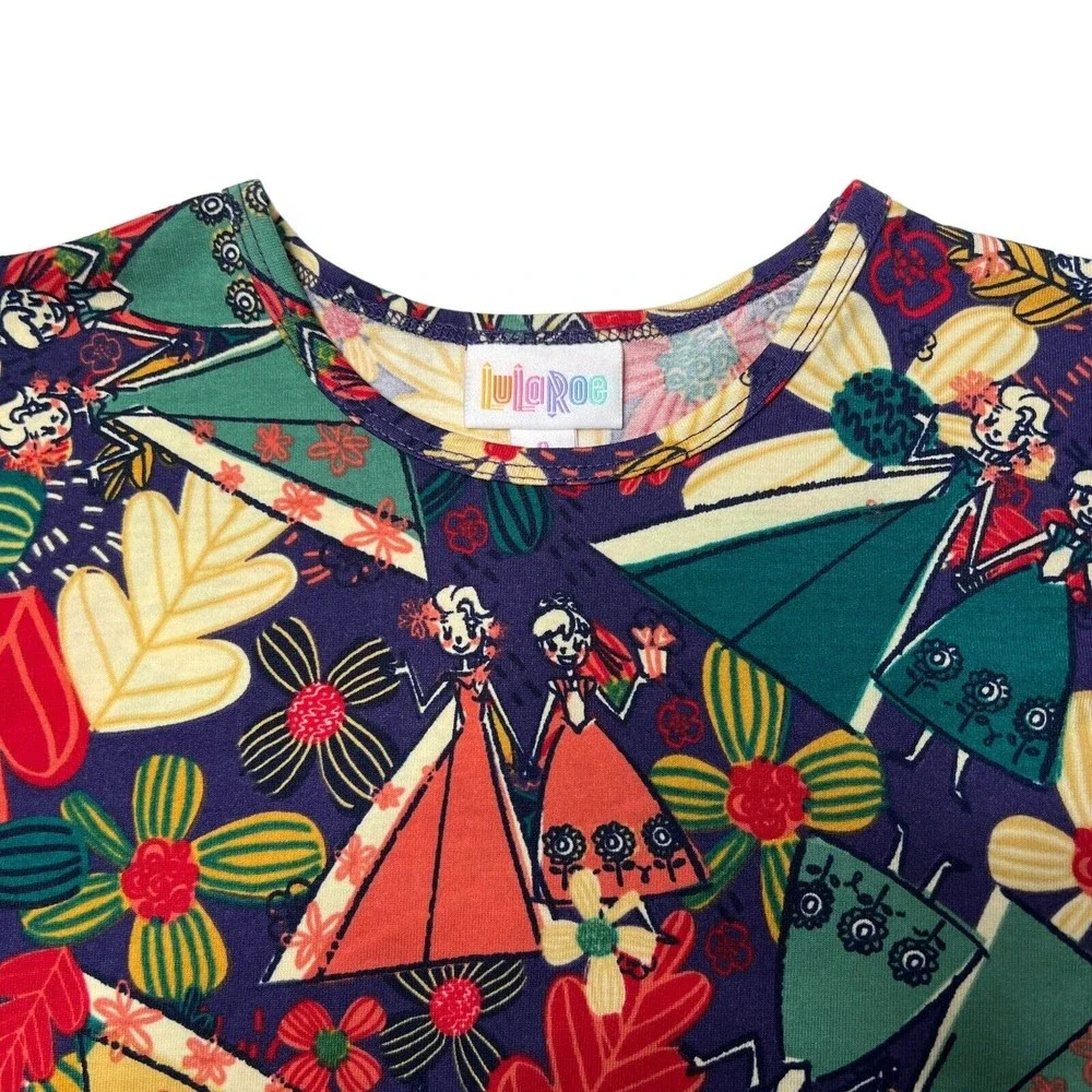 LuLaRoe x Disney Girls Gracie Top 8 Frozen Elsa Anna Print Tunic Tee Shirt New